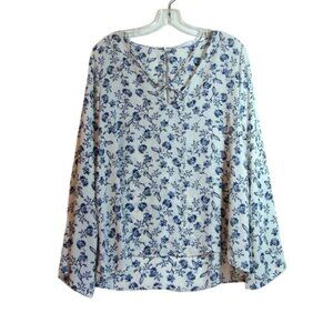 Lush Blue Floral Chiffon Blouse